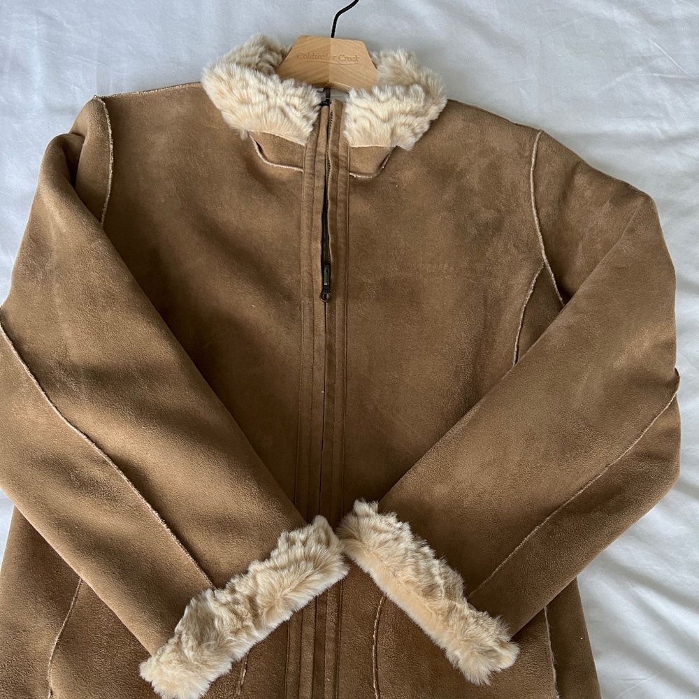 Coldwater Creek Shearling Coat Jacket Fleece Lined size PM